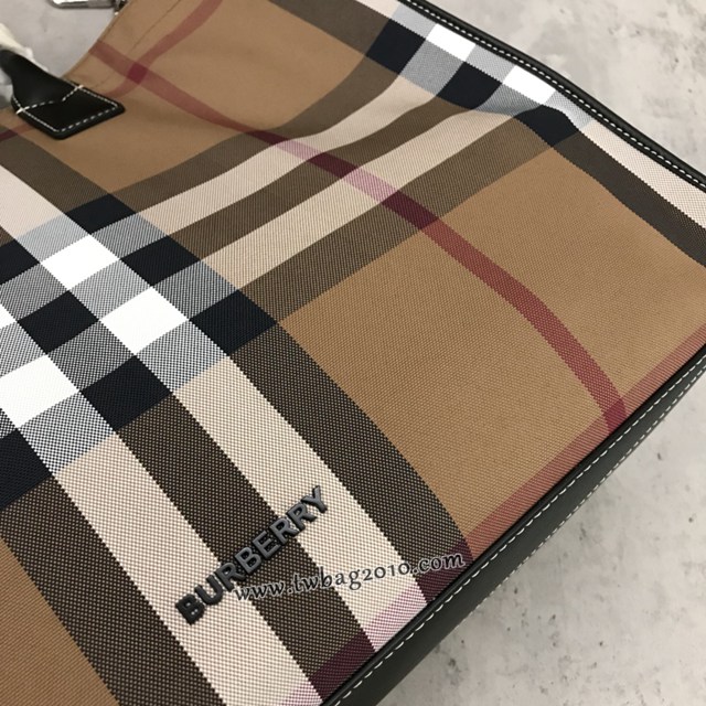 Burberry專門店新款手提購物袋 巴寶莉棉質格子托特款The Belt貝爾特包 yxb1309
